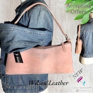 Wilson Leather NEW - smooth leather in blush pink small shoulder bag